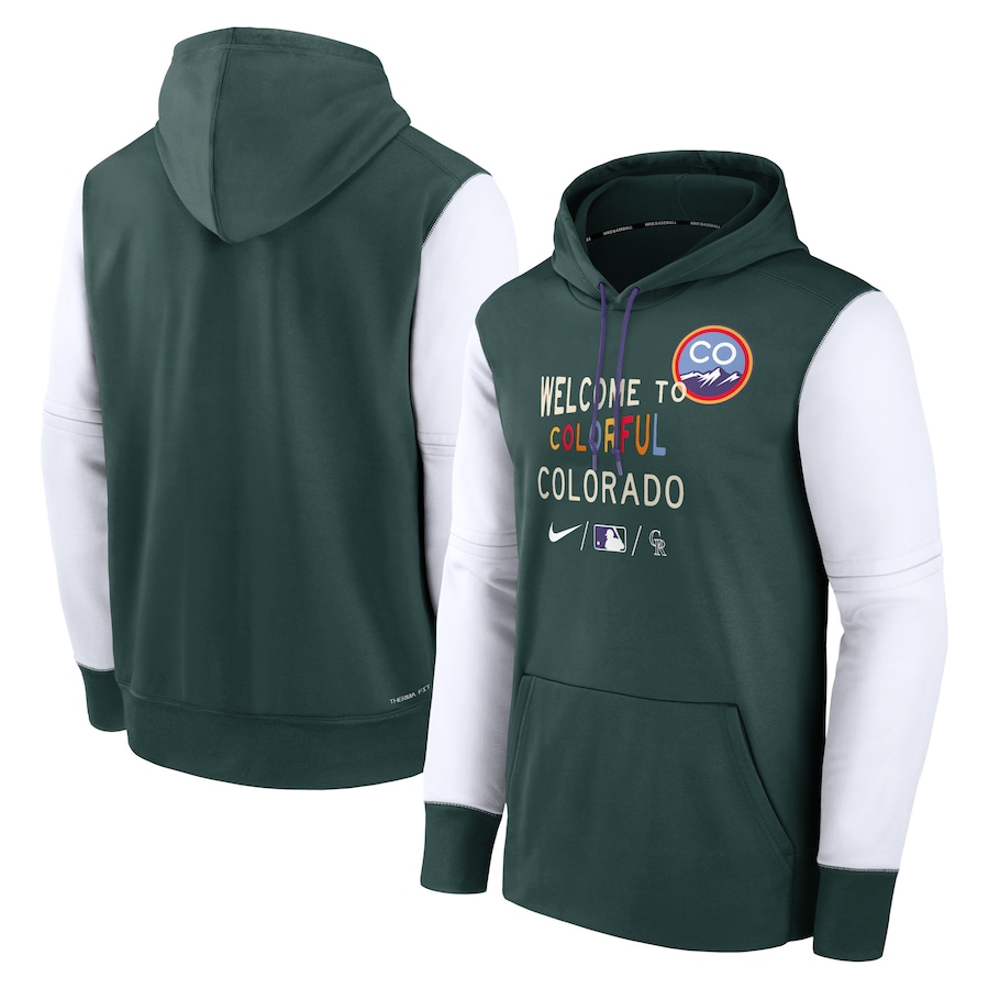 Men's Colorado Rockies Green 2022 City Connect Therma Performance Pullover Hoodie